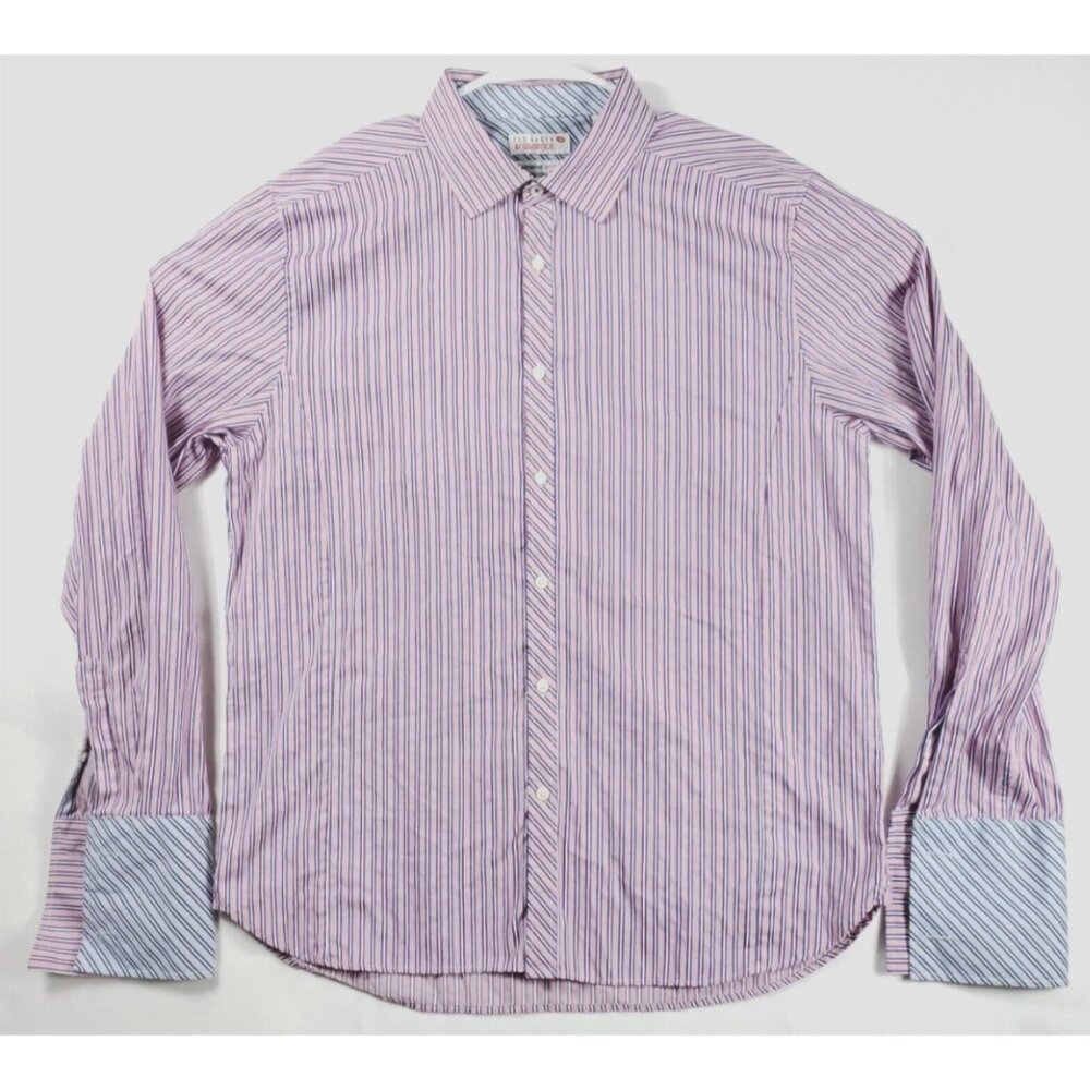 Ted Baker Endurance Dress Shirt Men 17 Pink Purple French Cuffs Superfine Cotton